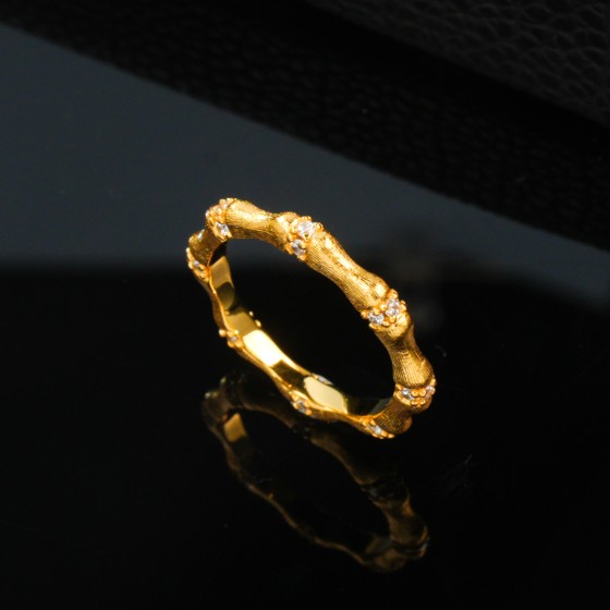 Yellow Gold Plated 925 Silver Ring（R0883K)