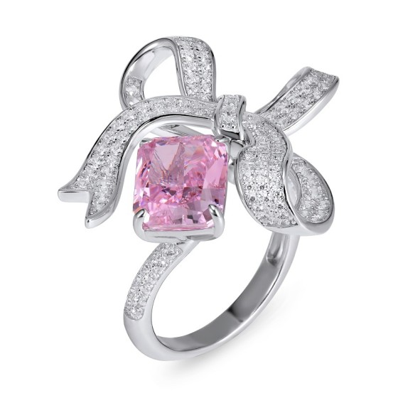 Pink CZ 925 Silver Ring（CR02291F)12#14#