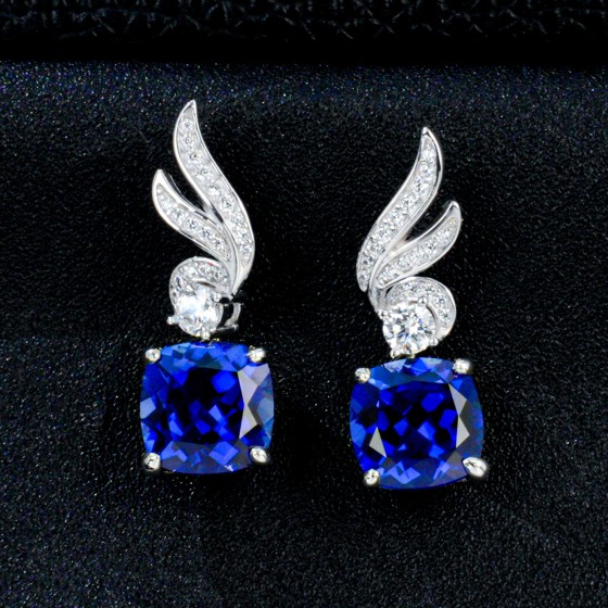 925 Silver Lab Sapphire Earrings(E170YDB)