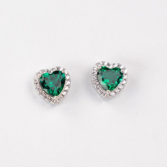 925 Silver Lab Emerald Earrings(ZHF-E2027L)