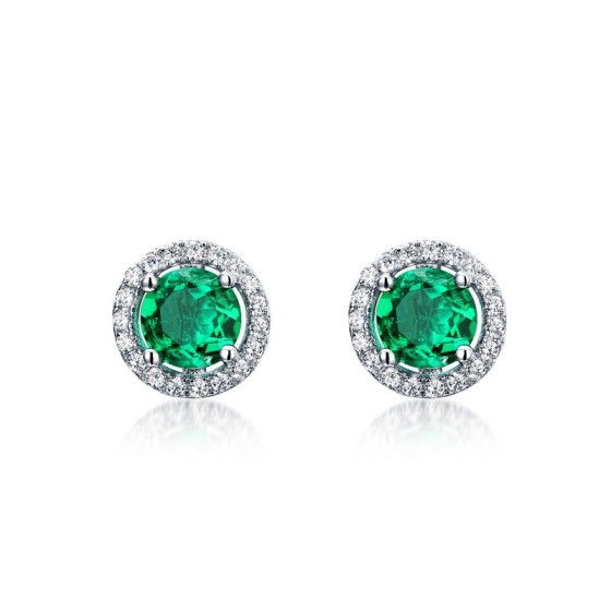 925 Silver Lab Emerald Earrings(E2020280)