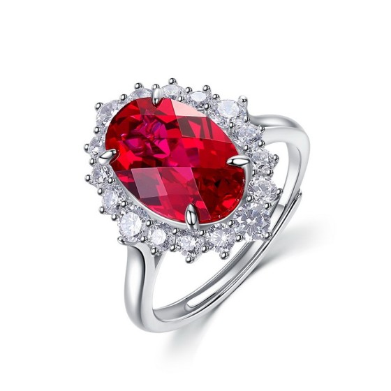 925 Silver Lab-Grown Ruby Ring(ZHF-R1609R)