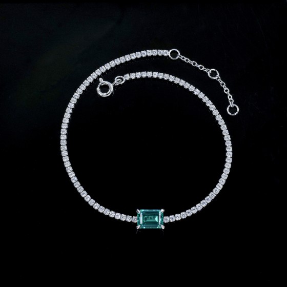 925 Silver Paraiba Tone Green Garnet Bracelet（ZHF-316SK)