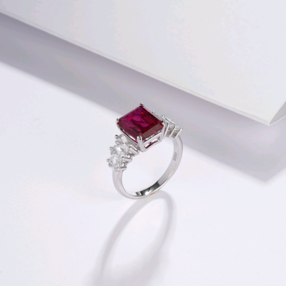 925 Silver Lab-Grown Ruby Ring(ZHF-R5004R-1)
