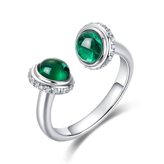 925 Silver Lab-Grown Emerald Ring（ZHF-R202502)