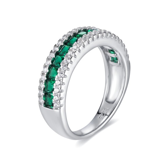 925 Silver Lab-Grown Emerald Ring(ZHF-R1074)13#15#17#