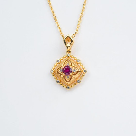 925 Silver Lab-Grown Ruby Pendant(P110R)