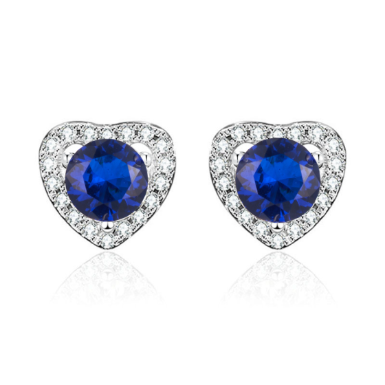 925 Silver Lab Sapphire Earrings(ZHF-E1735B)