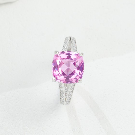 925 Silver Lab Grown Padparadscha Sapphire Ring(R1051HR)