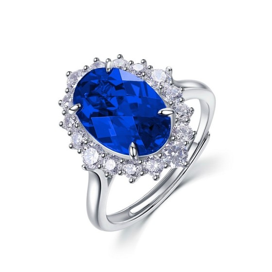 925 Silver Lab-Grown Sapphire Ring(ZHF-R1609B)