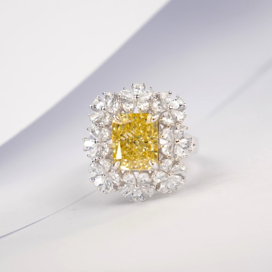 Yellow CZ 925 Silver Ring（ZHF-R0157Y)