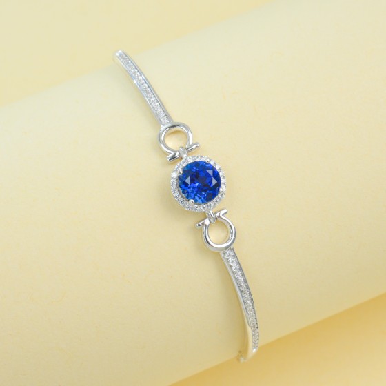 925 Silver Lab Sapphire Bracelet(B20202743B)