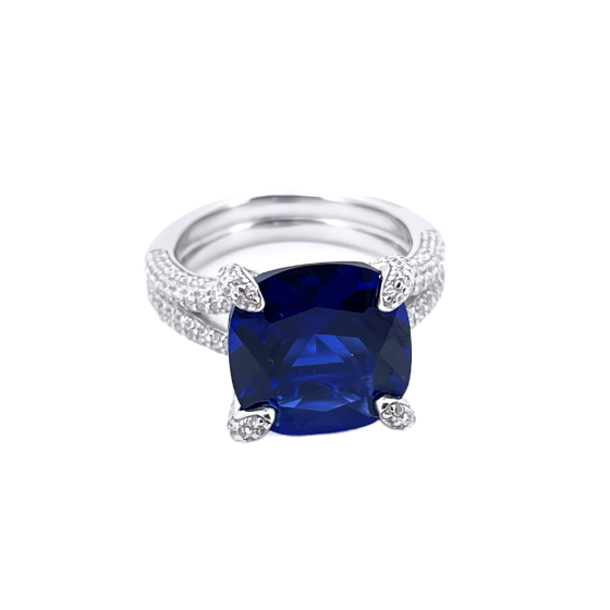 925 Silver Lab-Grown Sapphire Ring（ZHF-Rnew2025B)