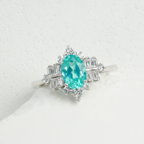Paraiba Colour Green Garnet Ring in 925 Sterling Silver(A73-R2020874SK)
