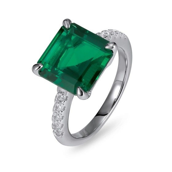 925 Silver Lab-Grown Emerald Ring(R0130)