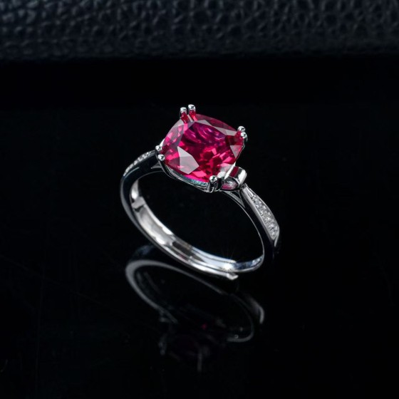 925 Silver Lab-Grown Ruby Ring(R1776R)