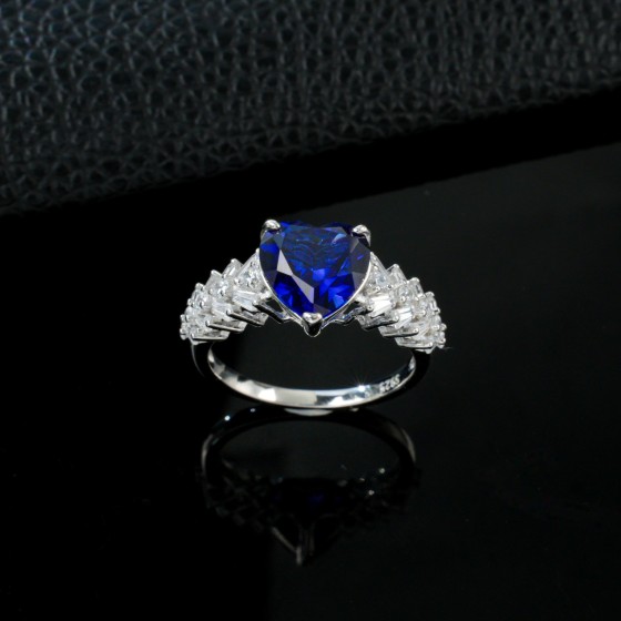 925 Silver Lab-Created Sapphire Ring(ZHF-R1509B)
