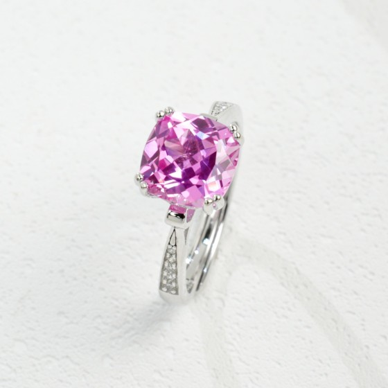 Lab Grown Padparadscha Sapphire 925 Silver Ring(R1776HR)