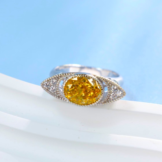 Yellow CZ 925 Silver Ring（R0637Y)12#14#16#