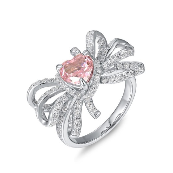 Pink CZ 925 Silver Ring11#12#13#(R0629F)