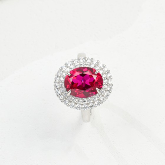 925 Silver Lab-Grown Ruby Ring(ZHF-R1552R)