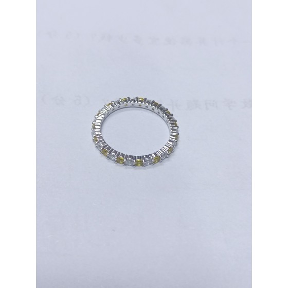 S925 Silver Lab-Grown Yellow Sapphire Ring（R0898Y)