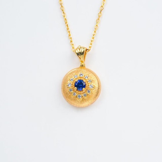 925 Silver Lab-Grown Sapphire Pendant（P101B)