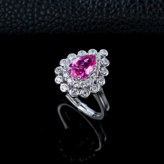 925 Silver Lab Grown Padparadscha Sapphire Ring(A73-R2105081HR)