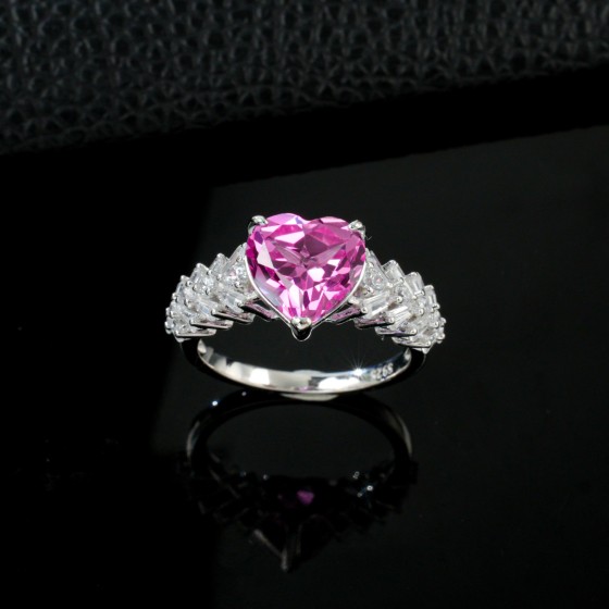 925 Silver Lab Grown Padparadscha Sapphire Ring（ZHF-R1509HR)