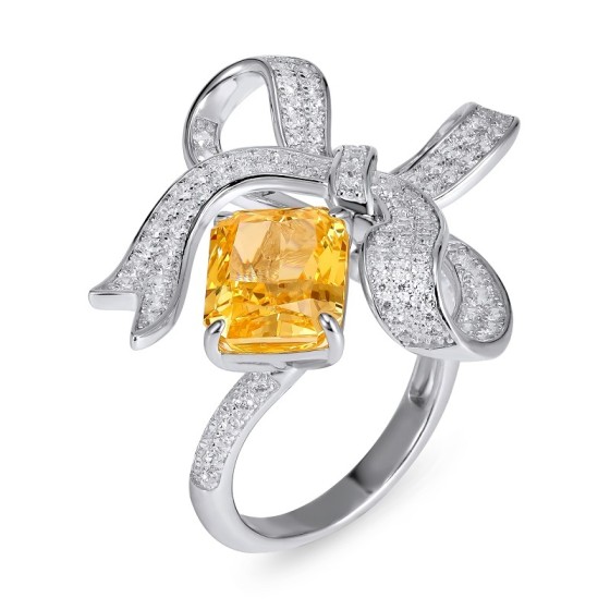Yellow CZ 925 Silver Ring(CR02291Y)12#14#