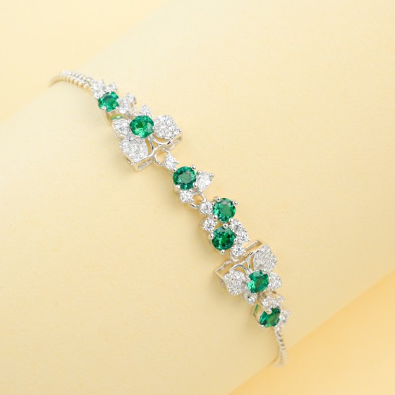 925 Silver Lab-Grown Emerald Bracelet(ZHF-L0707)