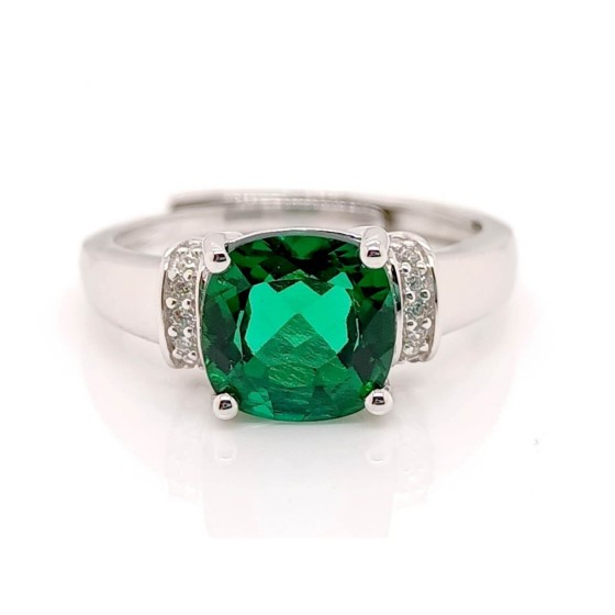 925 Silver Lab-Grown Emerald Ring(A73-R2020977)