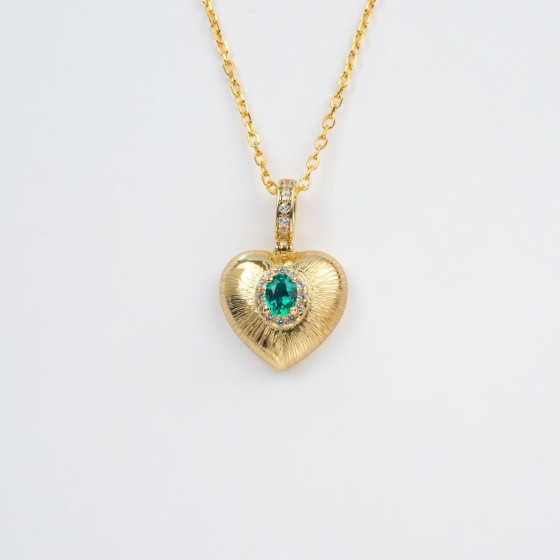 925 Silver Lab-Grown Emerald Pendant(P105L)