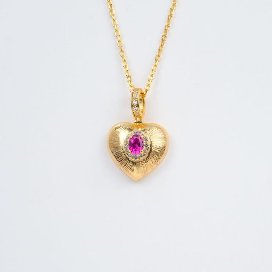925 Silver Lab-Grown Ruby Pendant(P105R)