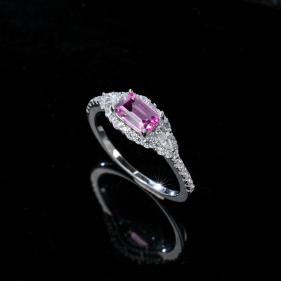 Lab Grown Padparadscha Sapphire 925 Silver Ring(R1084HR)
