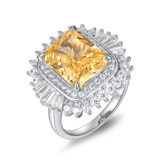 Yellow CZ 925 Silver Ring(R0379Y)