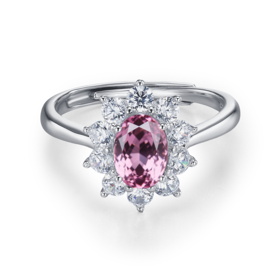 925 Silver Lab Grown Padparadscha Sapphire Ring(ZHFR0002HR)