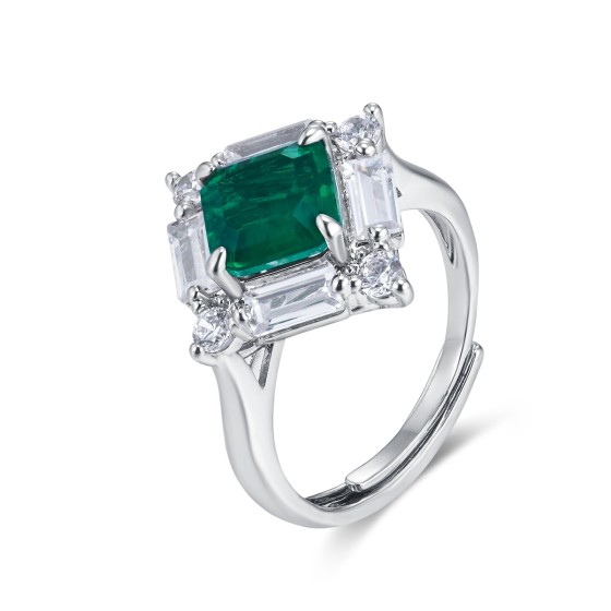 Cultivated Emerald Ring in 925 Sterling Silver(R0644L)