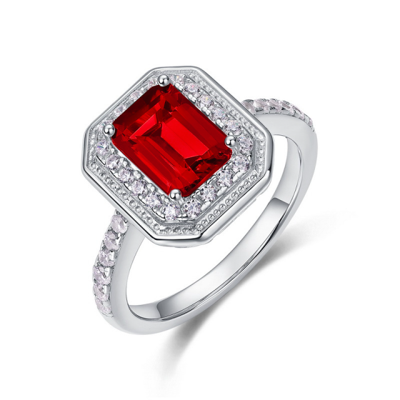 925 Silver Lab-Grown Ruby Ring(ZHF-R1473R)13#15#17#
