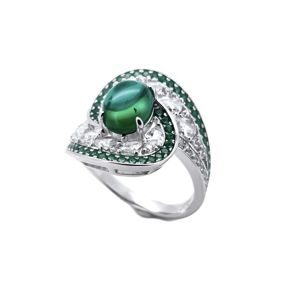 925 Silver Lab-Grown Emerald Ring(ZHF-R1485)16#17#