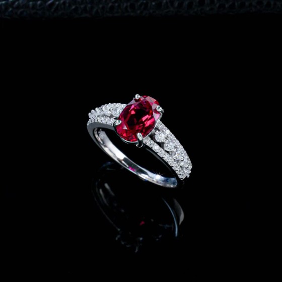 925 Silver Lab-Grown Ruby Ring(R20251216R)