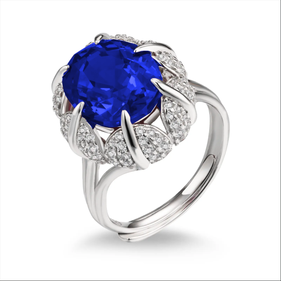 925 Silver Lab-Grown Sapphire Ring(ZHF-R1670DB)