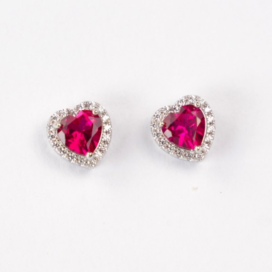 925 Silver Lab-Grown Ruby Earrings(ZHF-E2027R)