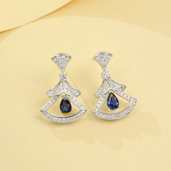 925 Silver Lab Sapphire Skirt Earrings（ZHF2020622B)