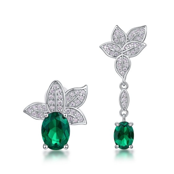 925 Silver Lab Emerald Earrings(E0004)