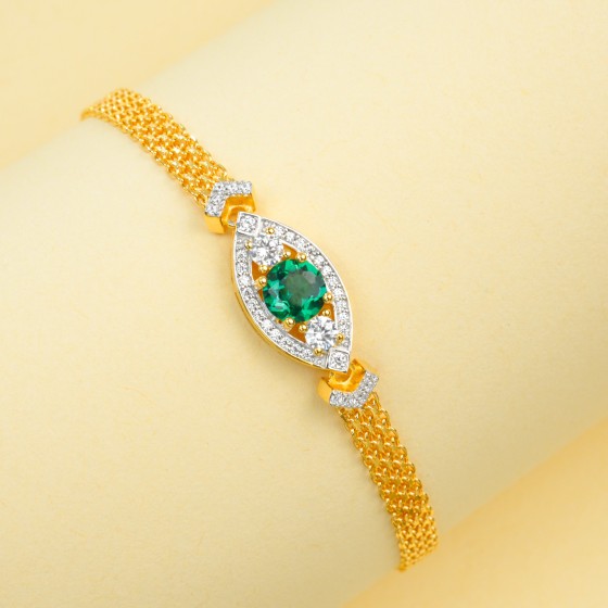 925 Silver Lab Emerald Bracelet, K Gold Yellow(L0702)
