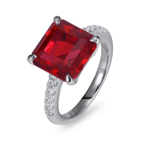 925 Silver Lab-Grown Ruby Ring(R0130R)