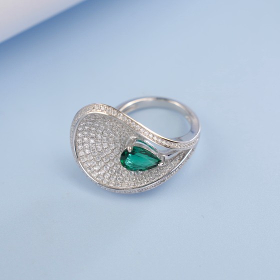 925 Silver Lab-Grown Emerald Ring(ZHF-R202318)