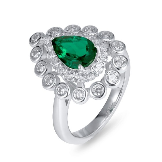 925 Silver Lab-Grown Emerald Ring(A73-R2105081)12#14#16#