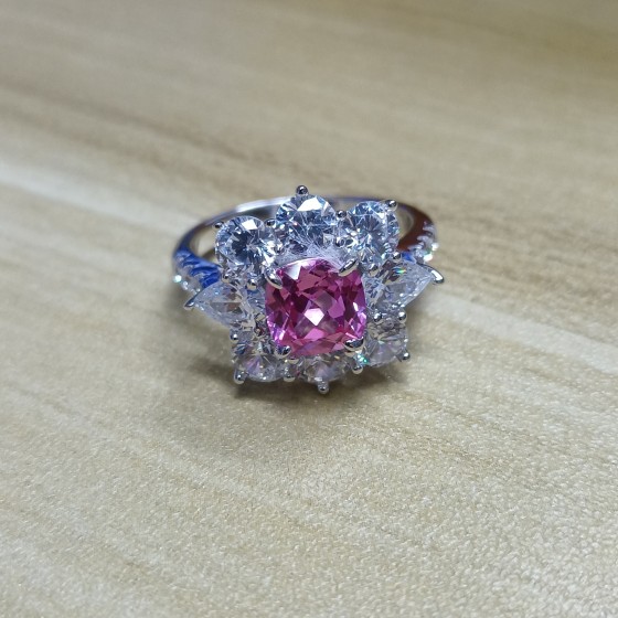 Padparadscha S925 Lab Sapphire Ring(ZHFR0473HR)